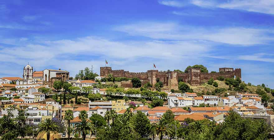 Silves Castle and part of the town view. Algarve Portugal